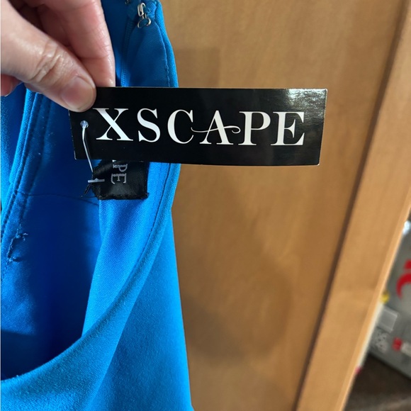 XSCAPE Womens Blue Hi-lo Hem Sleeveless Maxi Evening Body Con Dress 10 NWT - Picture 5 of 7